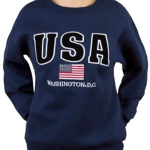 (UNISEX) USA Washington DC Embroidered Crewneck Sweatshirt